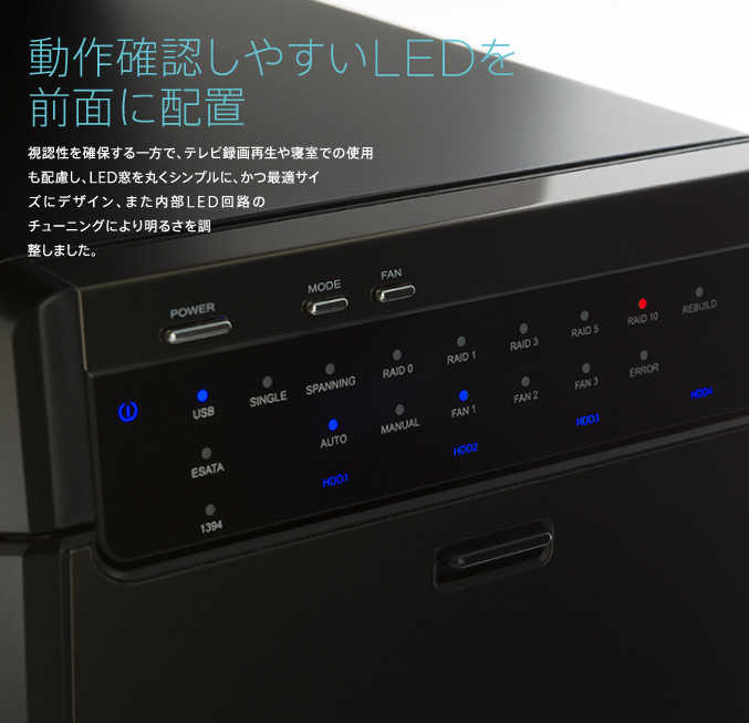 動作確認しやすいLEDを前面に配置