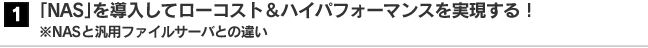 1．「NAS」を導入してローコスト＆ハイパフォーマンスを実現する！※NASと汎用ファイルサーバとの違い