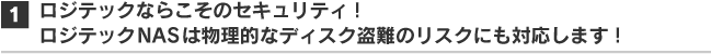 1.ロジテックならこそのセキュリティ！ロジテックNASは物理的なディスク盗難のリスクにも対応します！