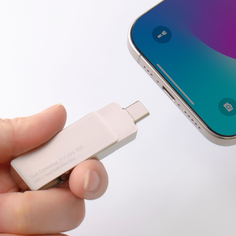 USB Type-A(USB-A) / USB Type-C™(USB-C™)両挿しスティック型外付けSSD「LMD-SPEUACシリーズ」