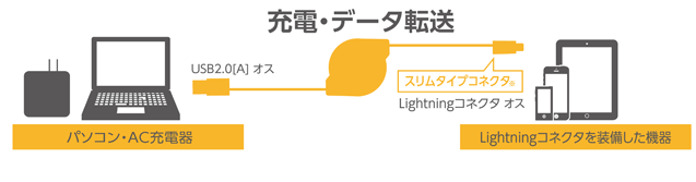 Dockコネクタでデータ転送や充電が可能