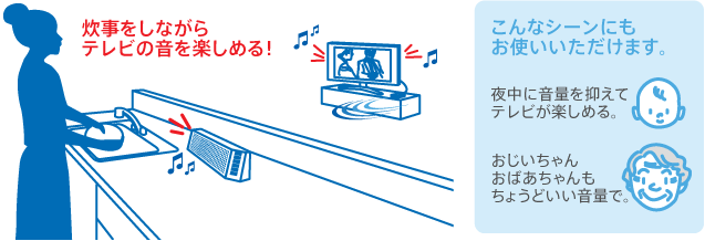 炊事をしながらテレビの音を楽しめる！