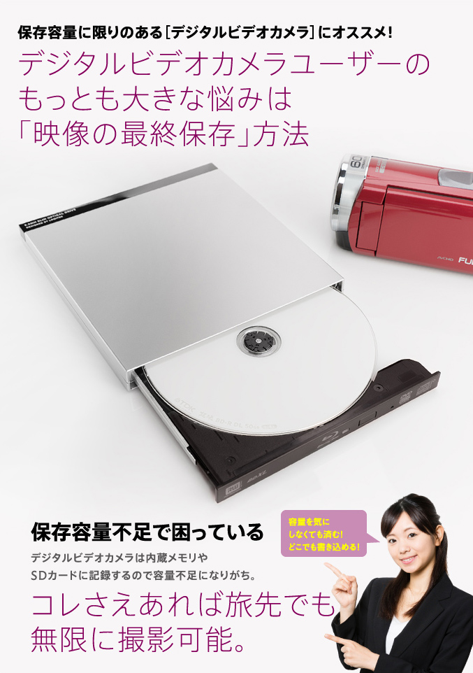 デジタルビデオカメラユーザーのもっとも大きな悩みは「映像の最終保存」方法　コレさえあれば旅先でも無限に撮影可能。