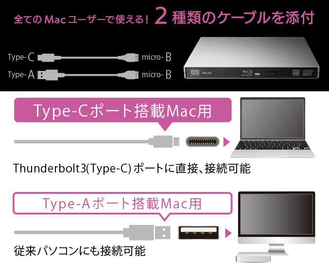 USB3.2 Type-C対応 BD for Mac シルバー - LBD-PVD6U3CMSV