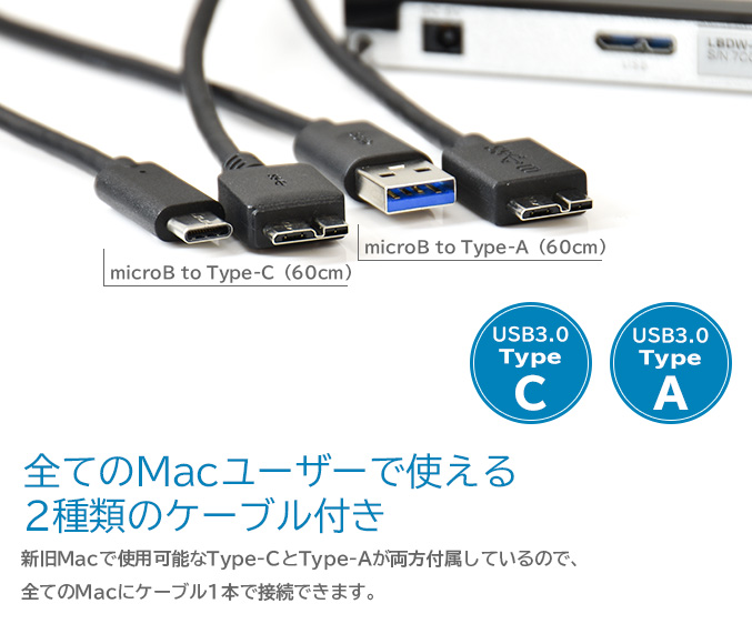 高速インターフェースのUSB3.0を採用。