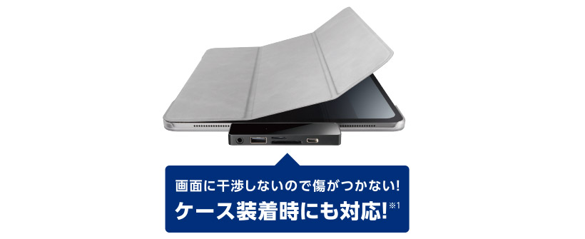 ロジテックオリジナル設計!画面に傷がつかず、サポートプレートで接続部をしっかりホールド