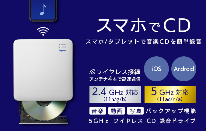 5GHz WiFi DVD再生/CD録音ドライブ