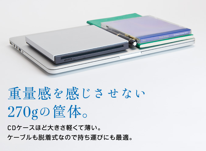 重量感を感じさせない270ｇの筐体。