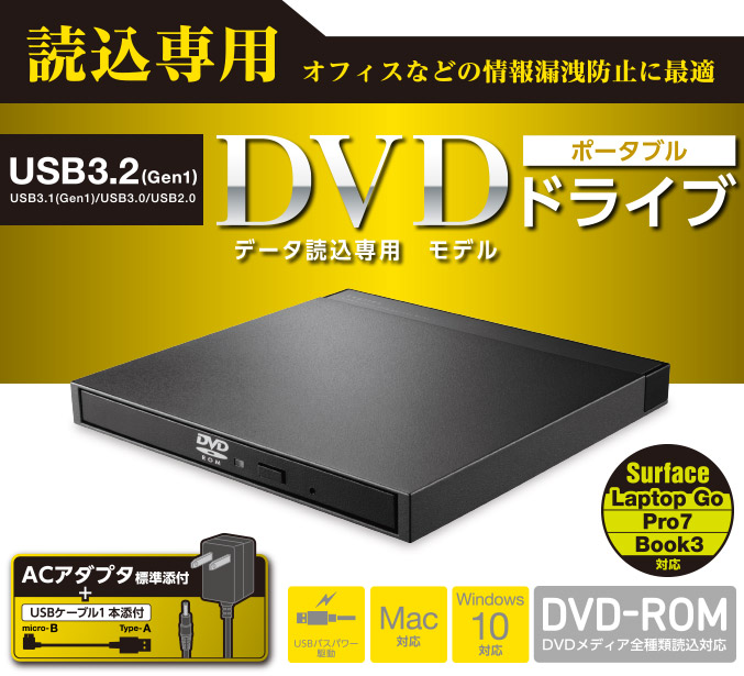 読込専用ポータブルDVDドライブ