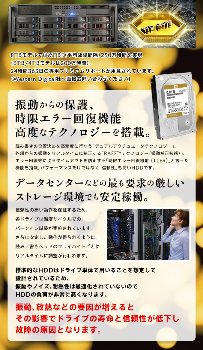 振動からの保護、時限エラー回復機能高度なテクノロジーを搭載。