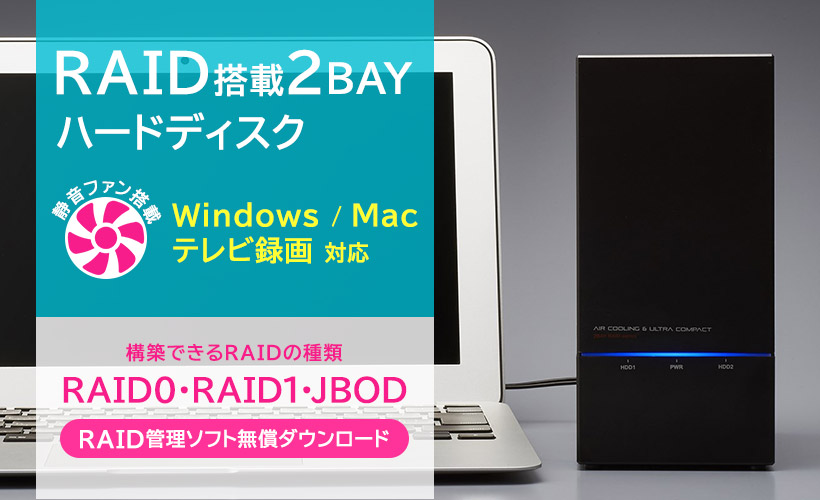 RAID搭載の2BAYハードディスク