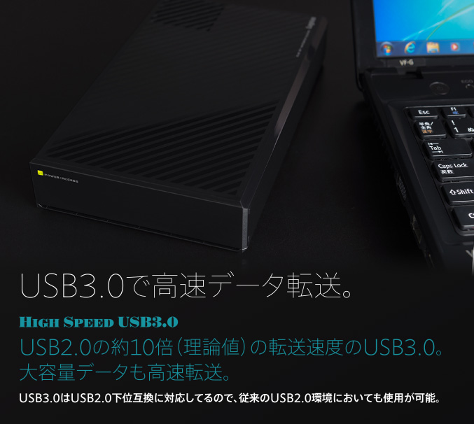 USB3.0で高速データ転送。