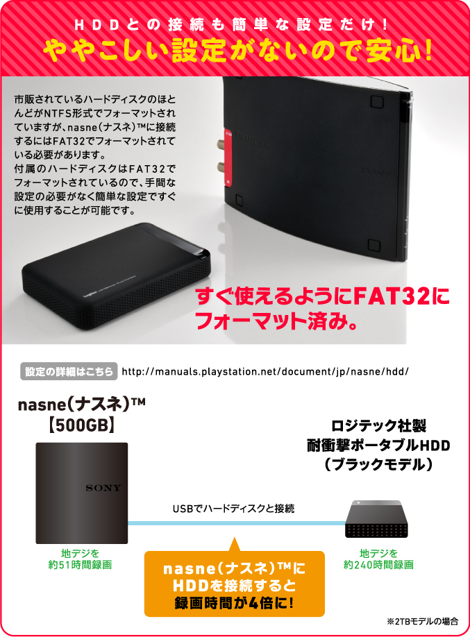 HDDとの接続も簡単な設定だけ！　ややこしい設定がないので安心！
