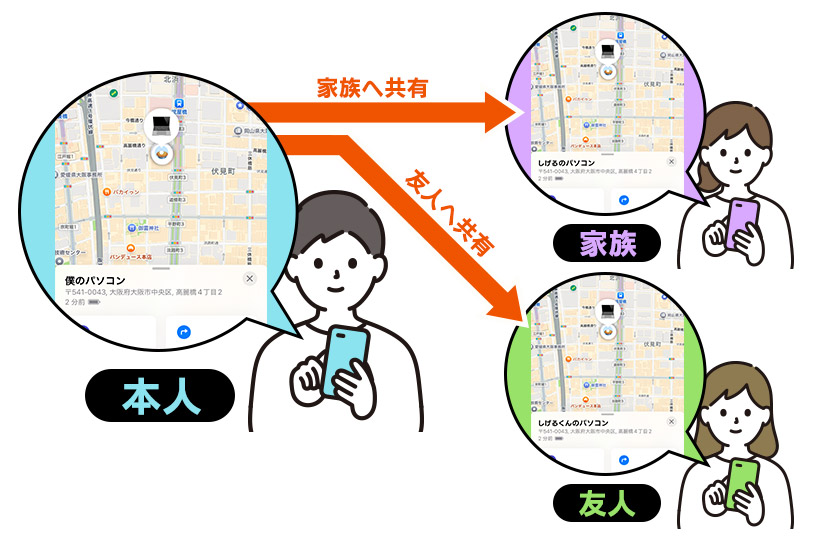 持ち物の情報を共有して探せる