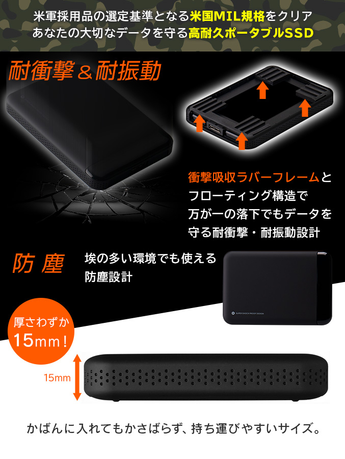 高耐久ポータブルSSD