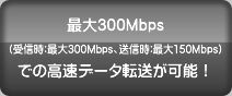 最大300Mbpsでの高速データ転送が可能